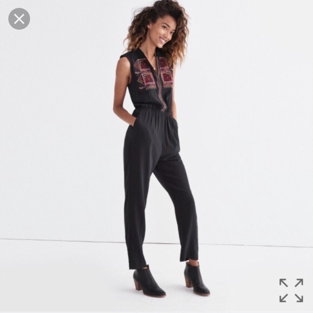 Madewell embroidered folkway jumpsuit size 00